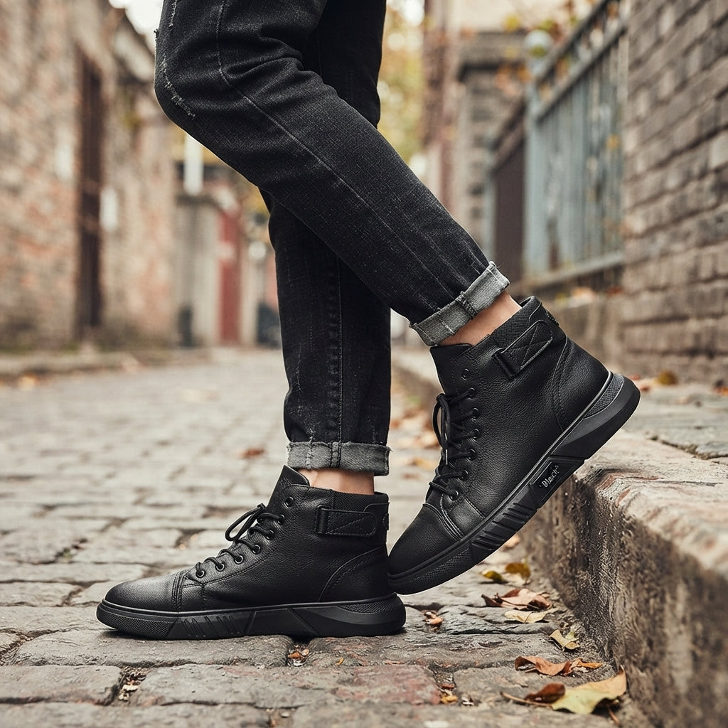 Botas de Cuero de Tobillo Relajadas para Hombre