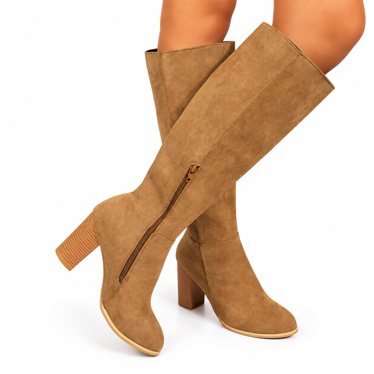 Botas de vaquero de tacón bloque alto hasta la rodilla para mujer