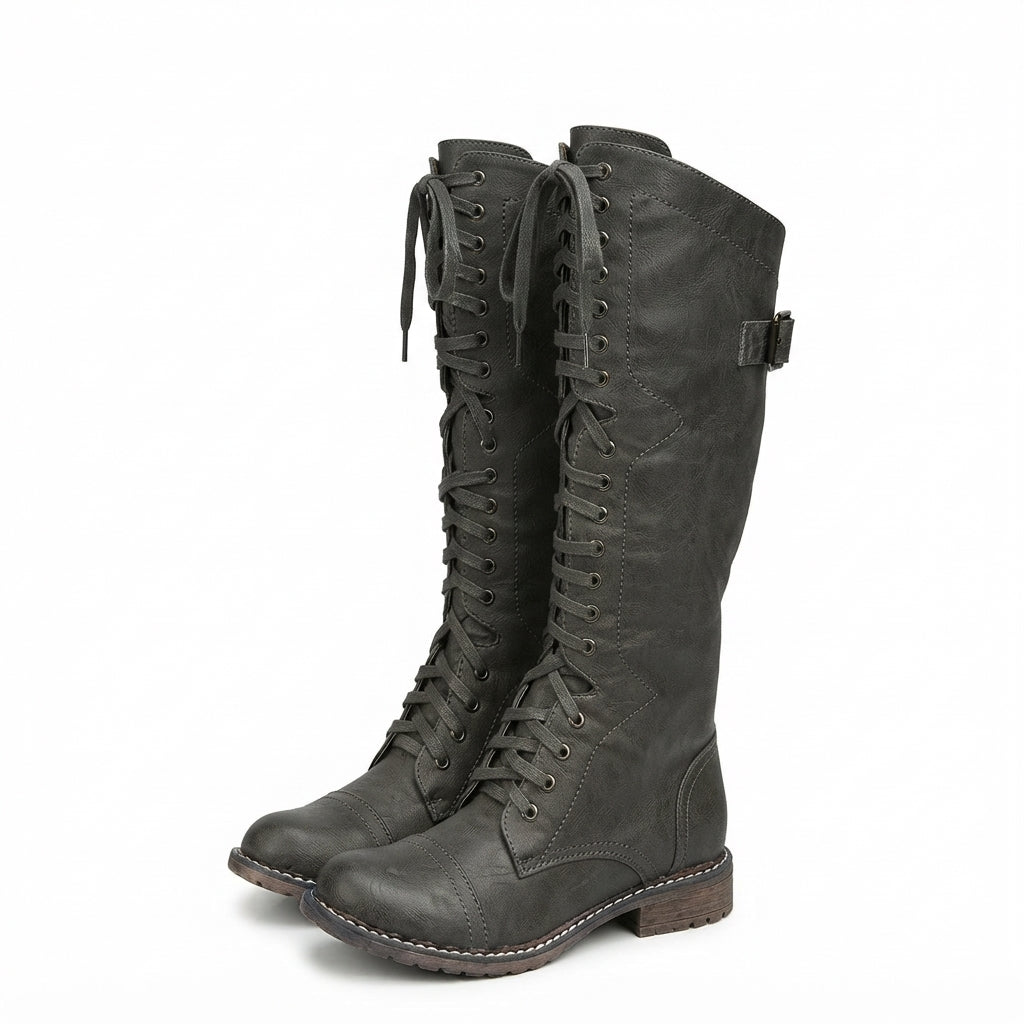 Botas Planas de Cuero Alto para Mujer