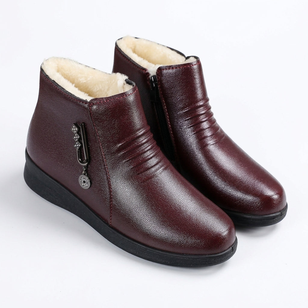 Botas de Tobillo con Forro de Shearling y Cierre Lateral
