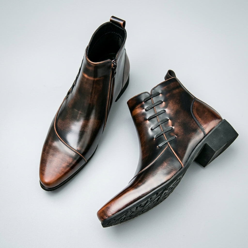 Botas de Cuero de Puntera Afilada para Hombre