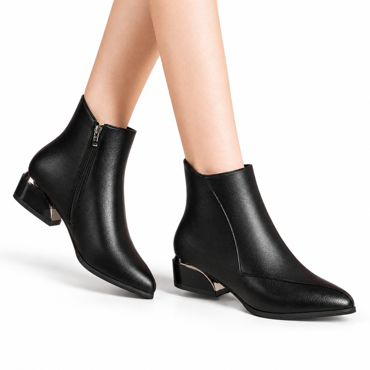 Botas de Tobillo con Tacón y Punta Afunada para Mujeres