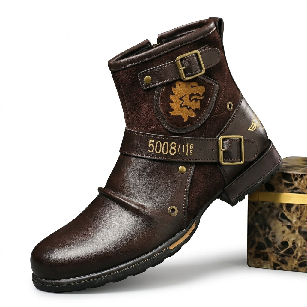 Botas de Cuero de Motociclista para Hombre