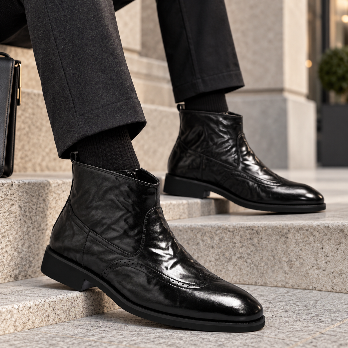 Botas de Cuero con Puntería para Hombre