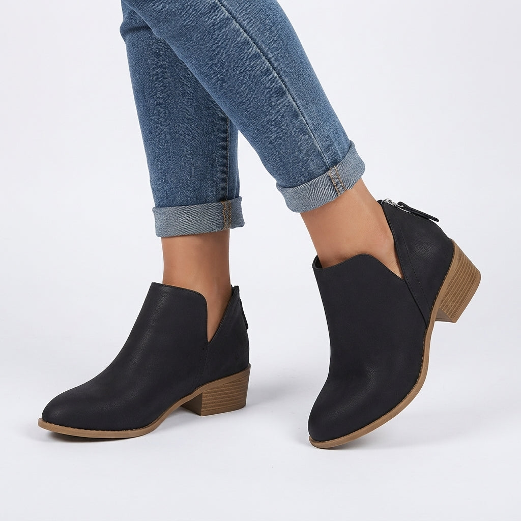 Botas de Tobillo con Tacón Cómodo y Punta Afiliada para Mujer