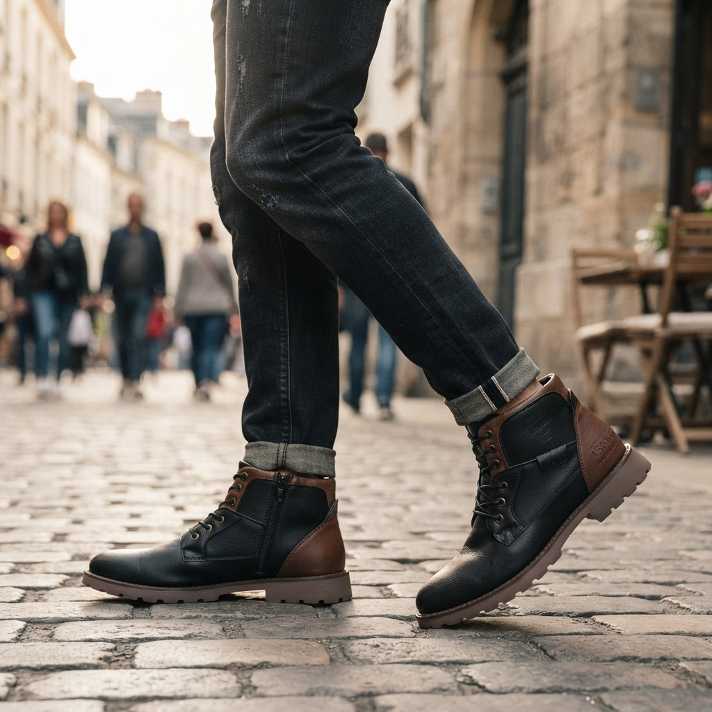Botas de Cuero con Cordones para Hombre