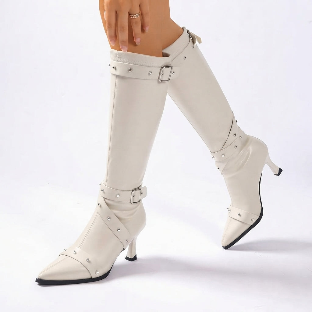 Botas de Tacón Alto de Cuero Alto para Mujeres