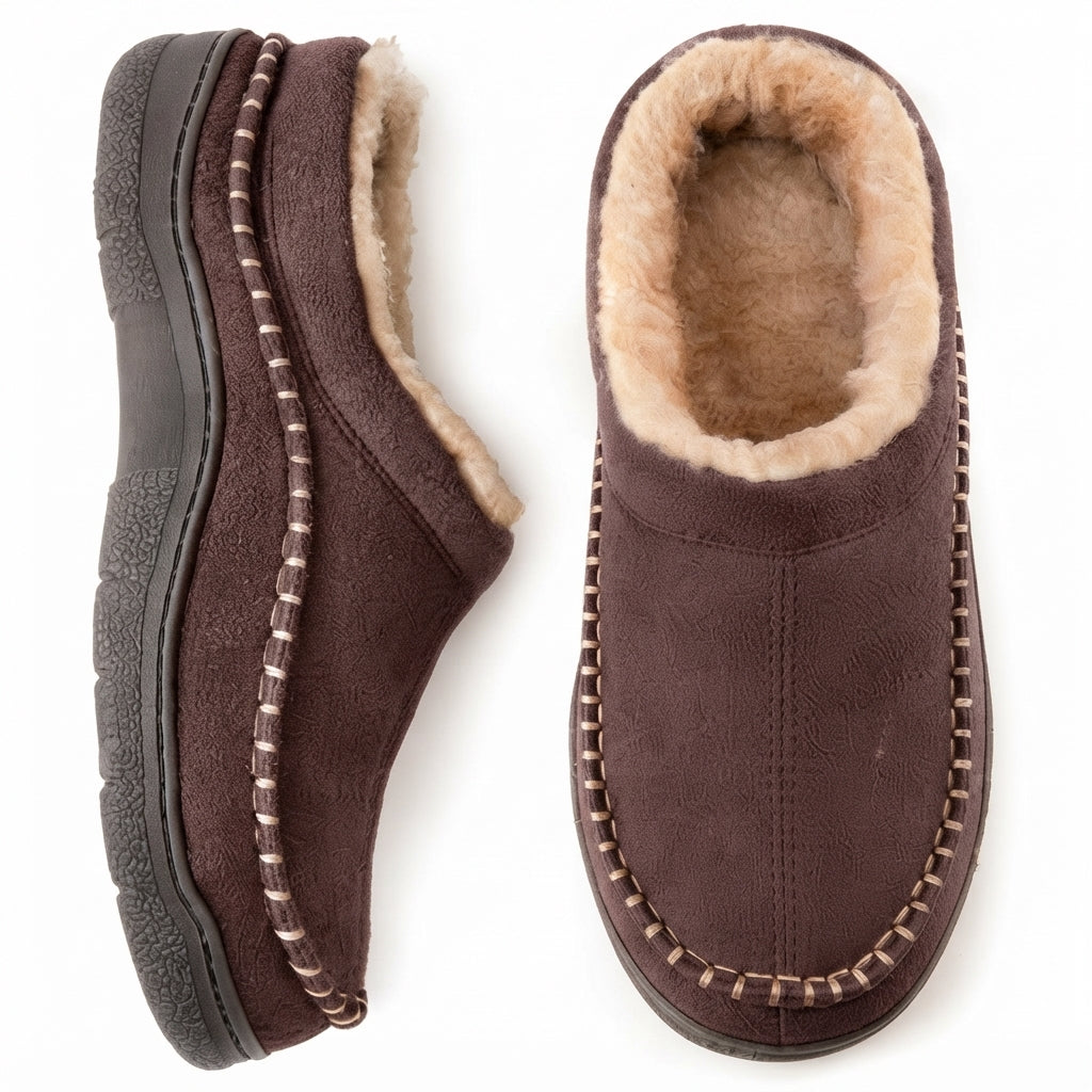 Zapatillas de Casa de Suede Ortopédicas para Hombre de Ajuste Ancho