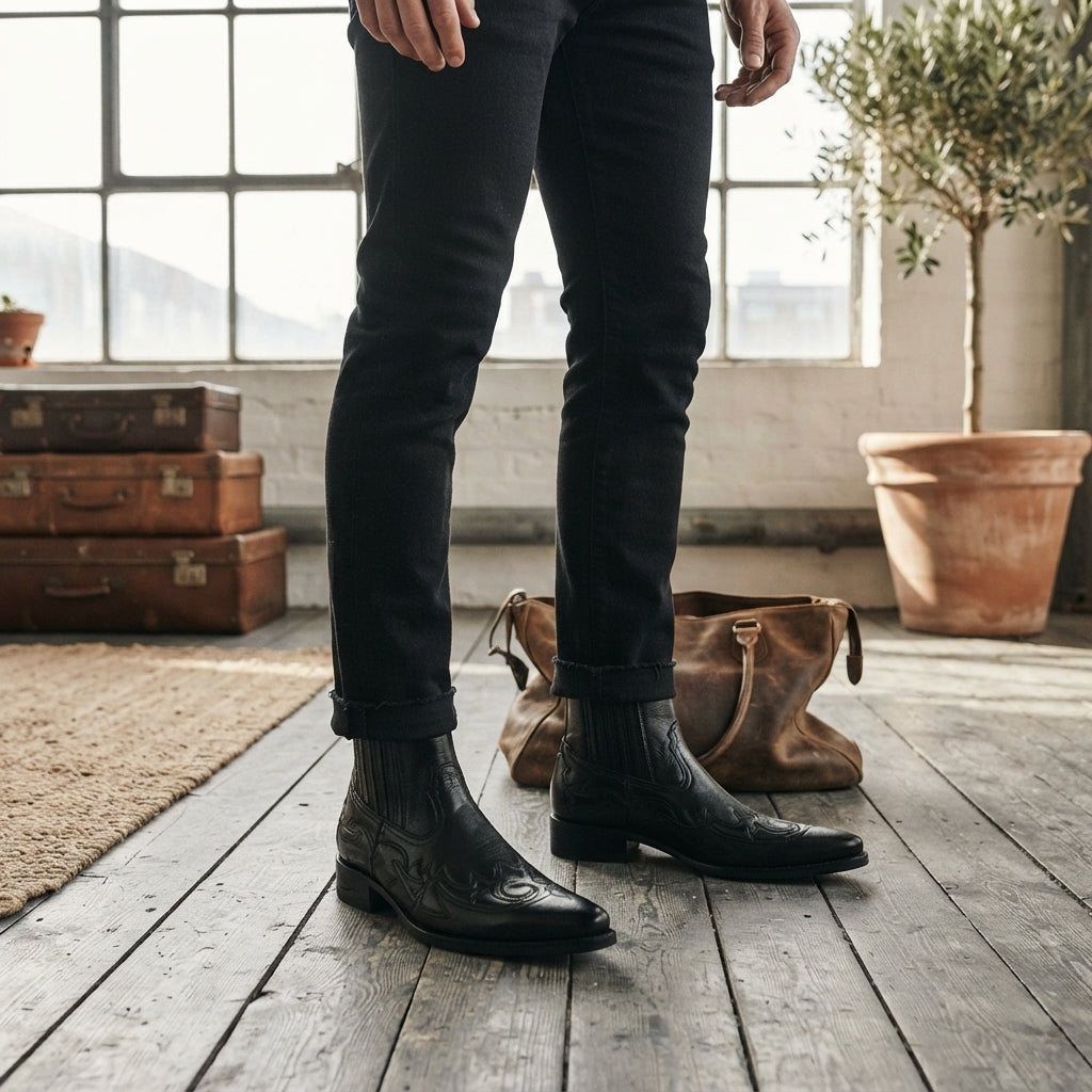 Botas de Cuero para Hombre Estilo Cowboy