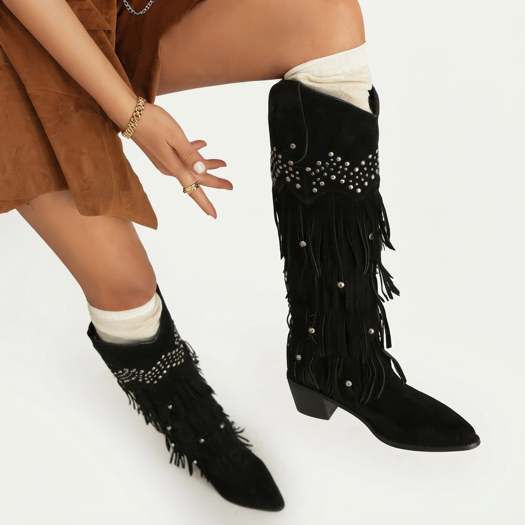 Botas de Cowboy de Ante hasta la Rodilla para Mujer