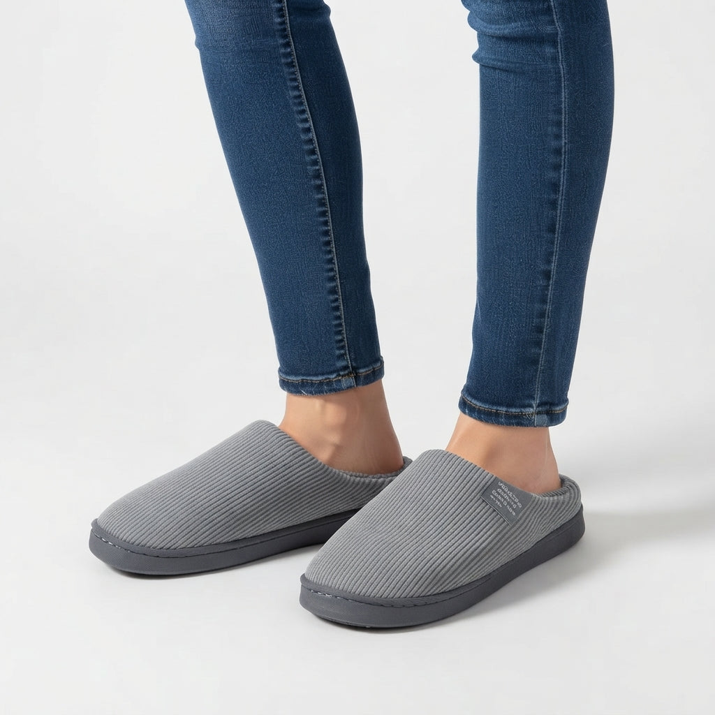 Zapatillas de Casa Acogedoras con Rayas para Mujeres