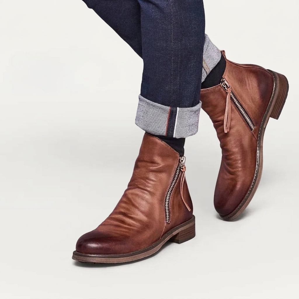 Botas de Cuero para Hombre con Caída en el Tobillo