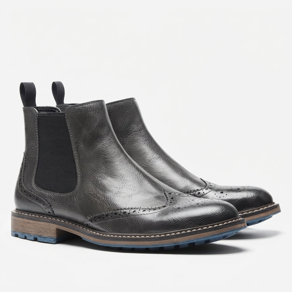 Botas Chelsea Brogue Pulidas para Hombre