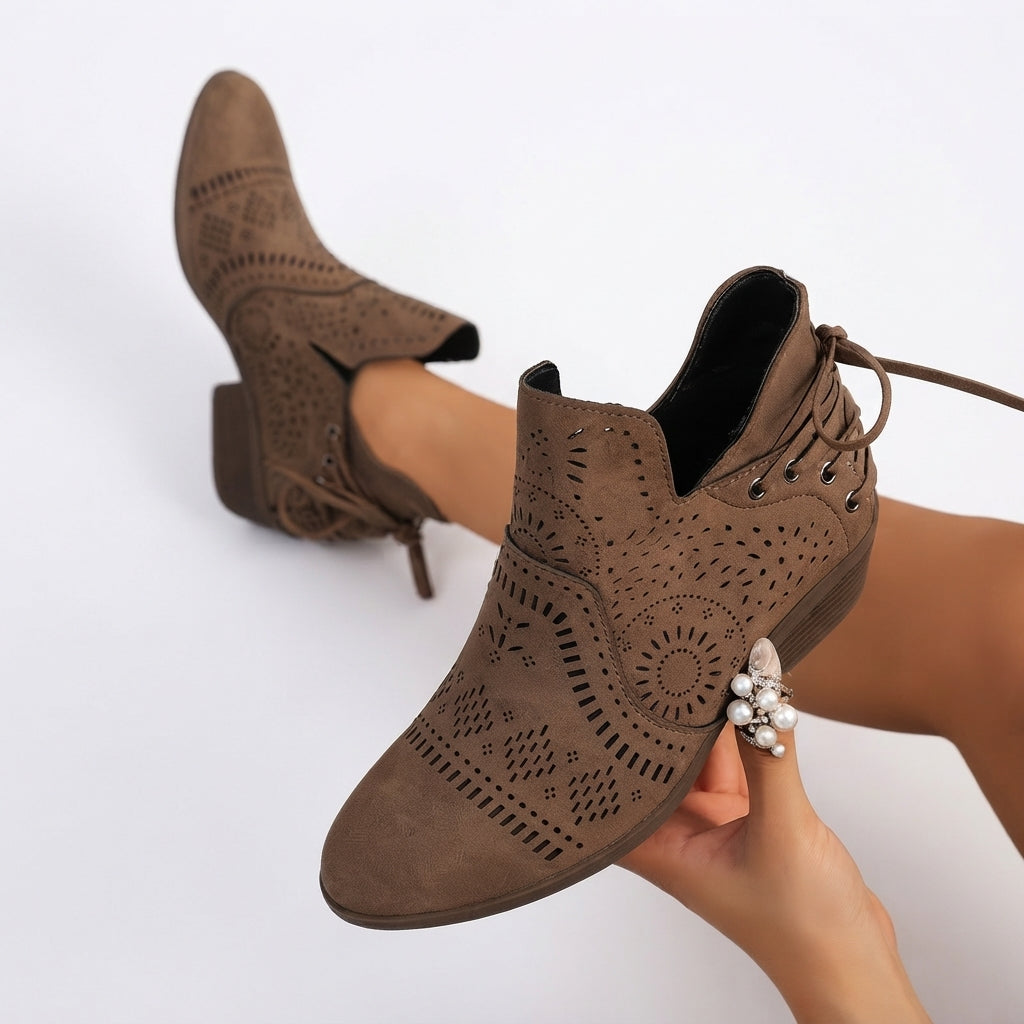 Botines de Tacón con Corte para Mujer