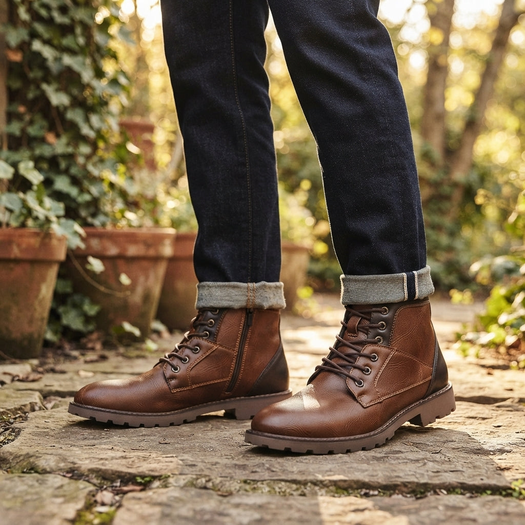 Botas de Combate Ankle Rústicas para Hombre
