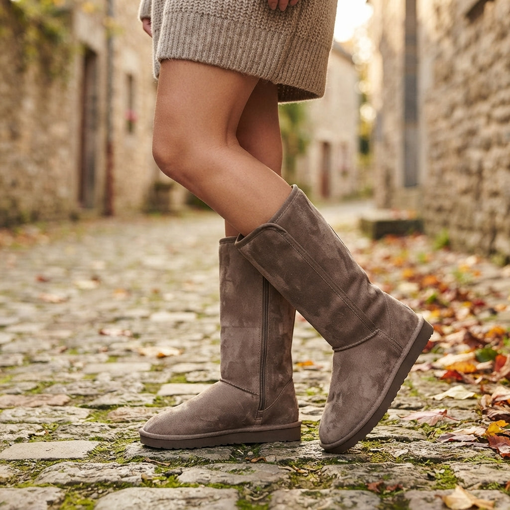 Botas de Ante Altas y Acogedoras para Mujer