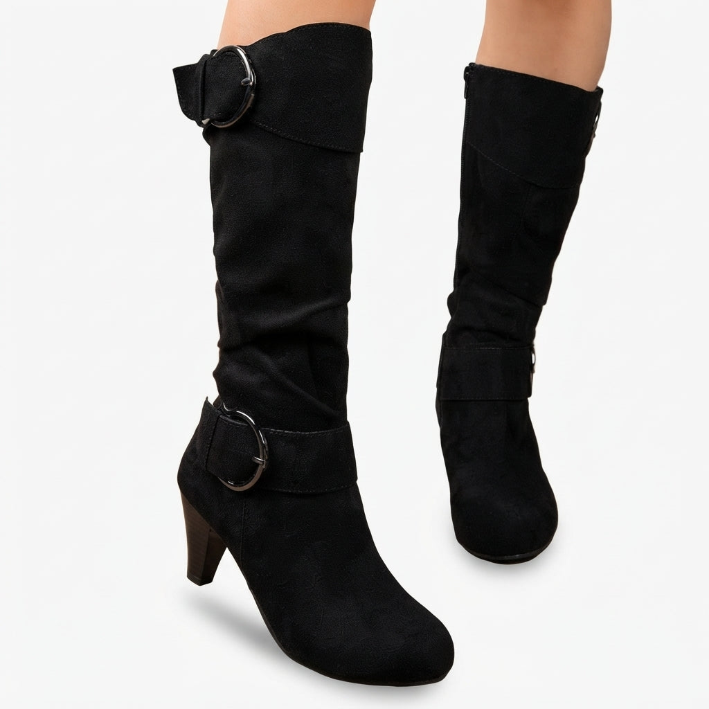 Botas de tacón alto caídas hasta la rodilla para mujer
