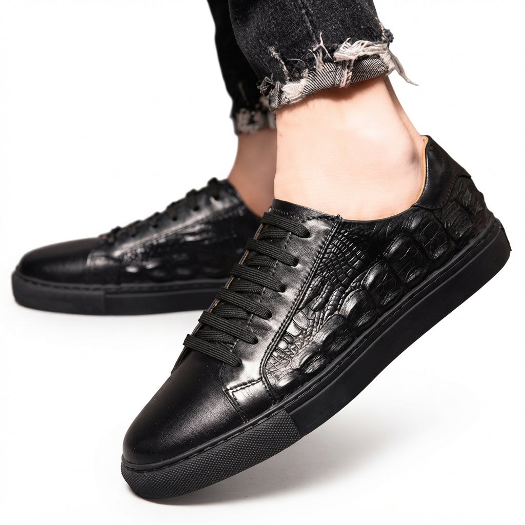 Zapatillas de Cuero con Relieve de Cocodrilo para Hombre