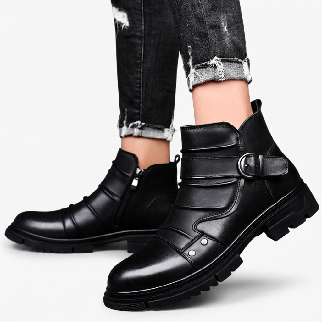 Botas de Cuero con Hebilla para Hombre