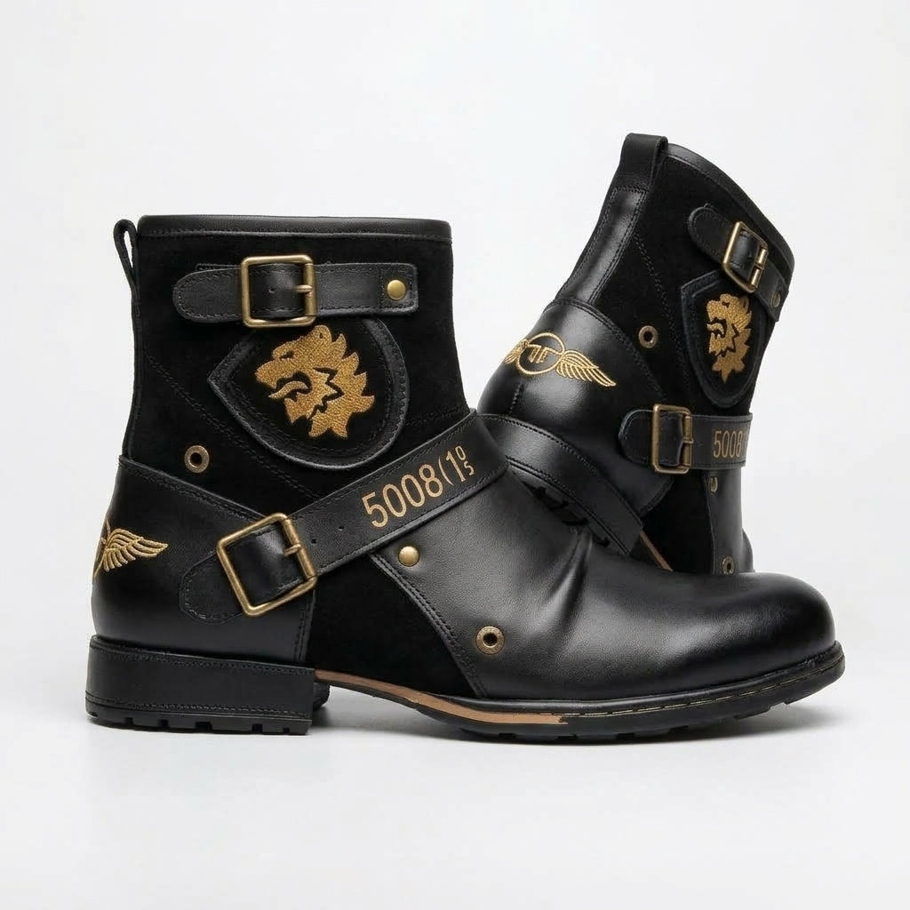 Botas de Cuero de Motociclista para Hombre