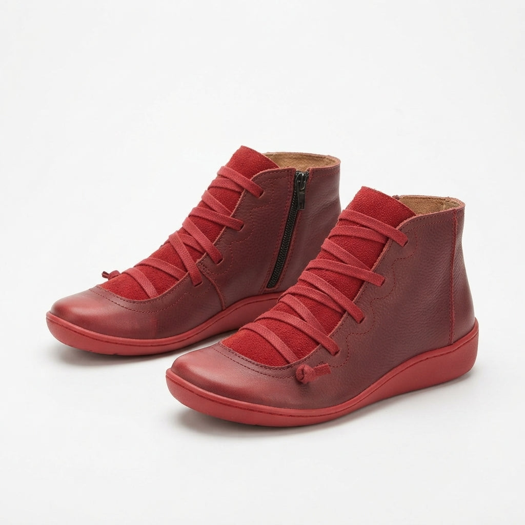 Botas de Cuero con Cordones para Mujeres, Cómodas