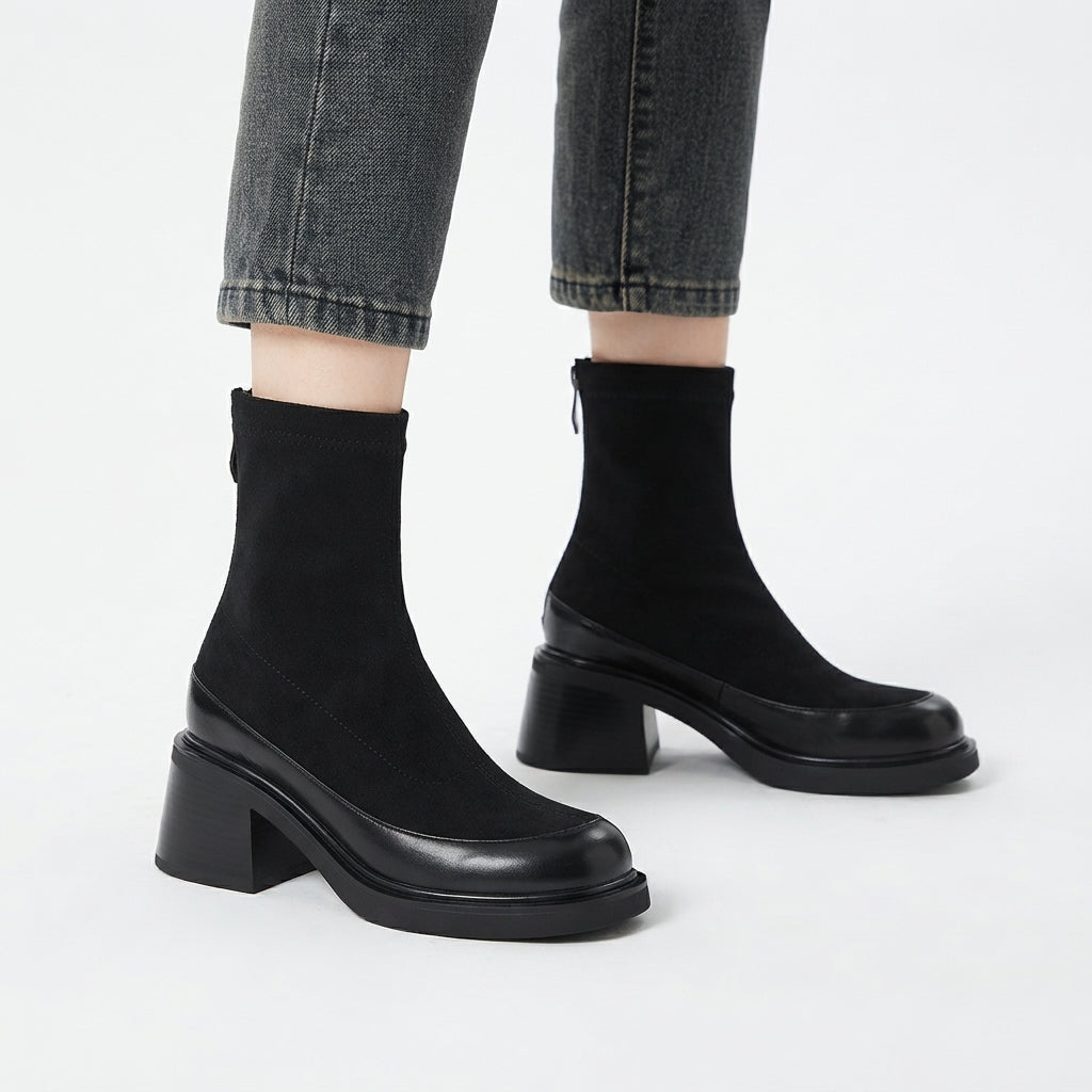 Botas de tobillo con tacón cómodas para mujer