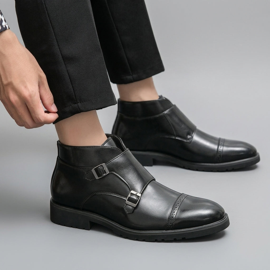 Botas de Cuero para Hombre con Hebilla Monk