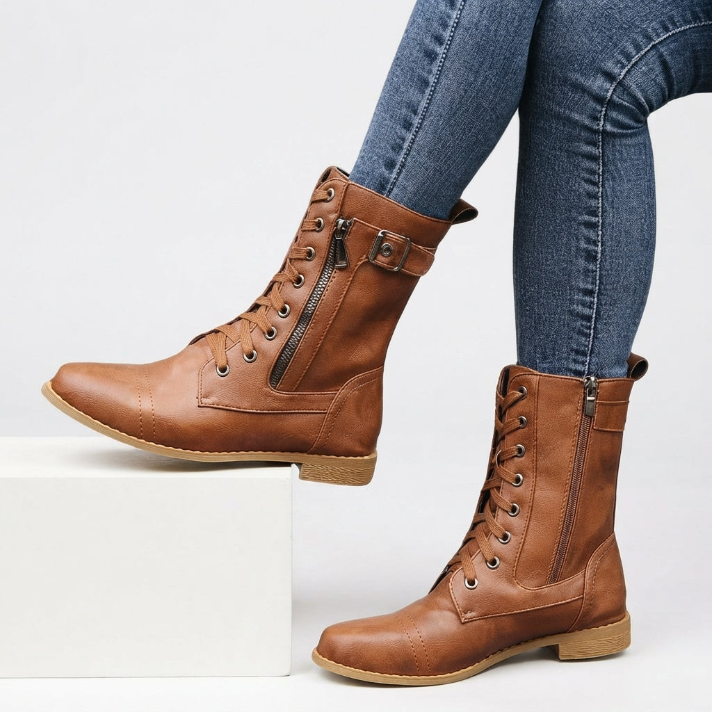 Botas de Biker Ortopédicas de Cordones para Mujeres