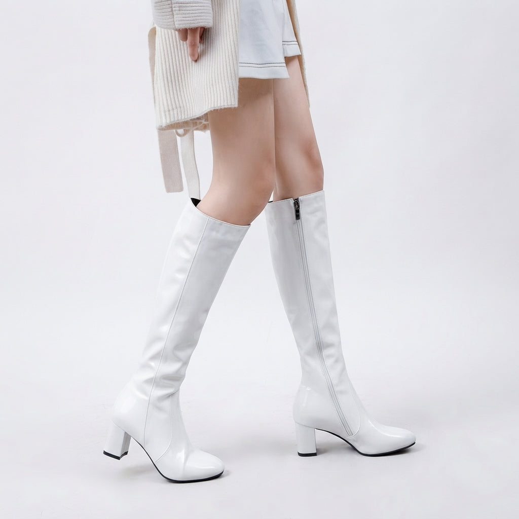 Botas de Cuero de Tacón Alto Pulidas para Mujer