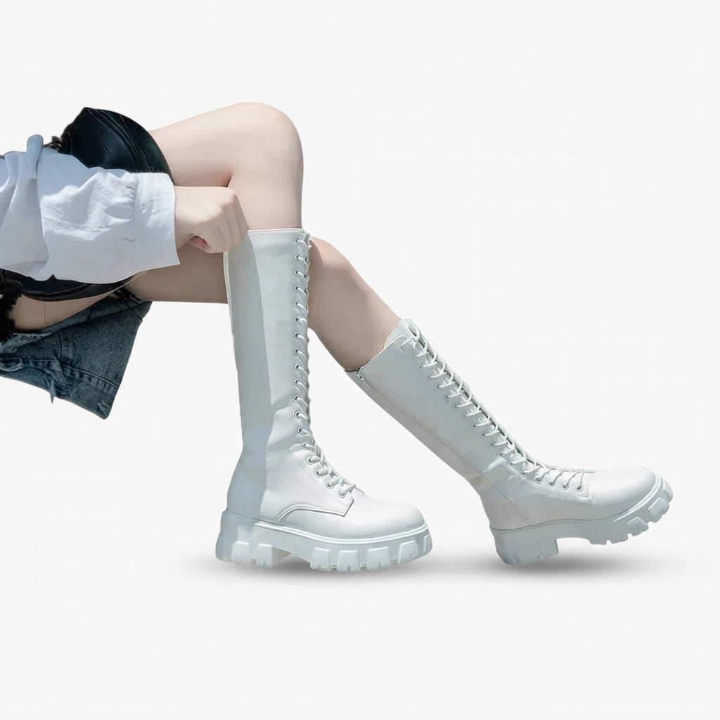 Botas de combate altas con plataforma para mujer