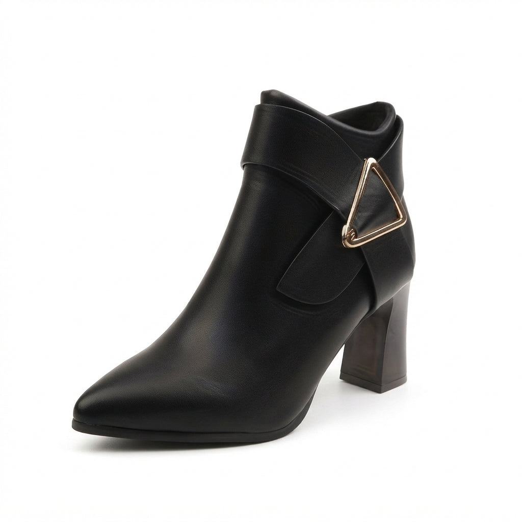 Botas de Tobillo Elegantes de Punta Fina para Mujeres