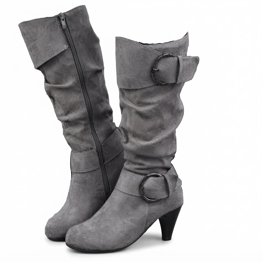 Botas de tacón alto caídas hasta la rodilla para mujer