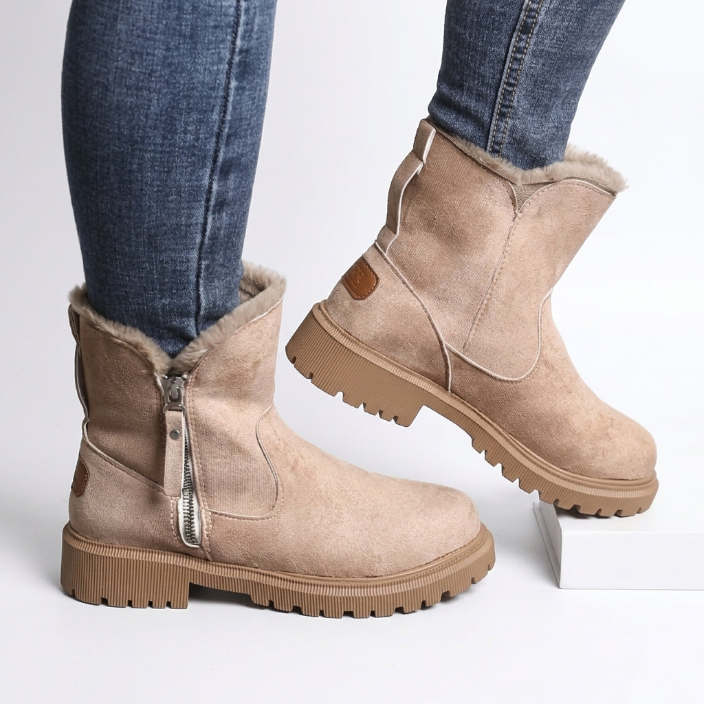 Botas de Tobillo de Ante Suave con Cierre Lateral para Mujer