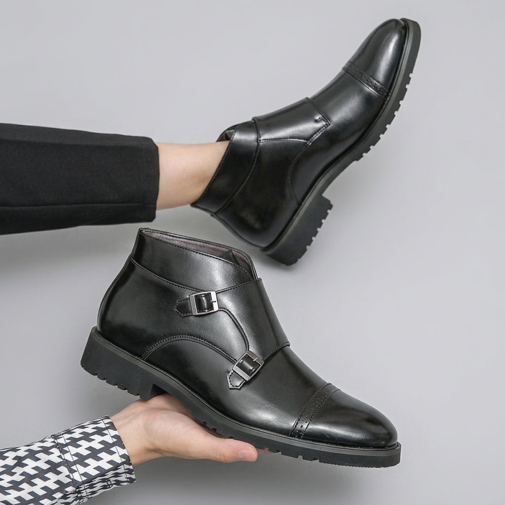 Botas de Cuero para Hombre con Hebilla Monk