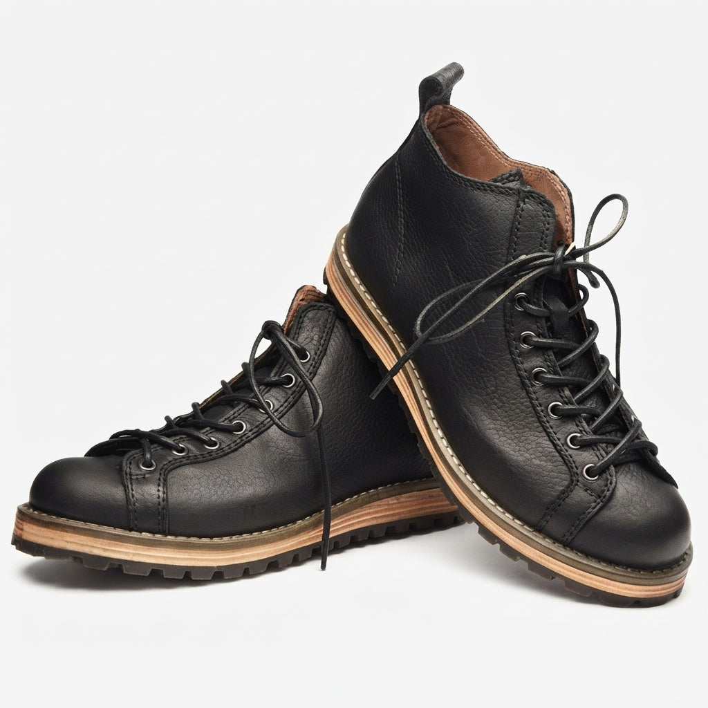 Botas de Combate de Cuero Rústico para Hombre