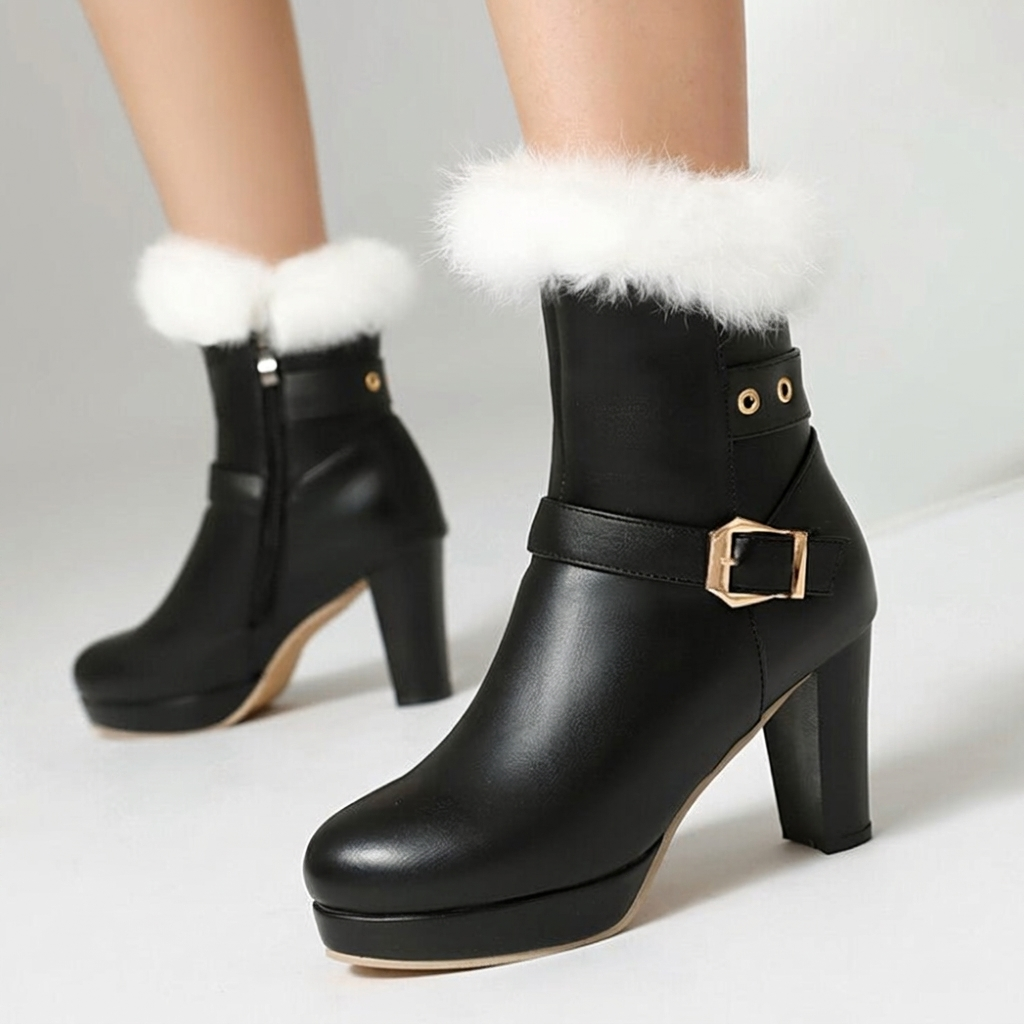 Botines de tacón alto con plataforma para mujer