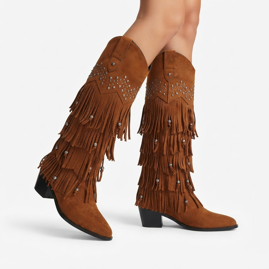 Botas de Cowboy de Ante hasta la Rodilla para Mujer
