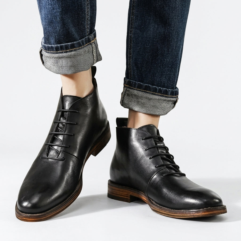Botas de Cuero para Hombre Slip-on hasta el Tobillo