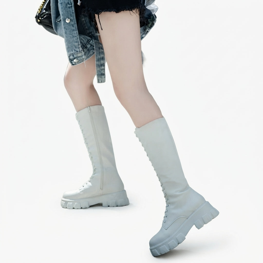 Botas de combate altas con plataforma para mujer