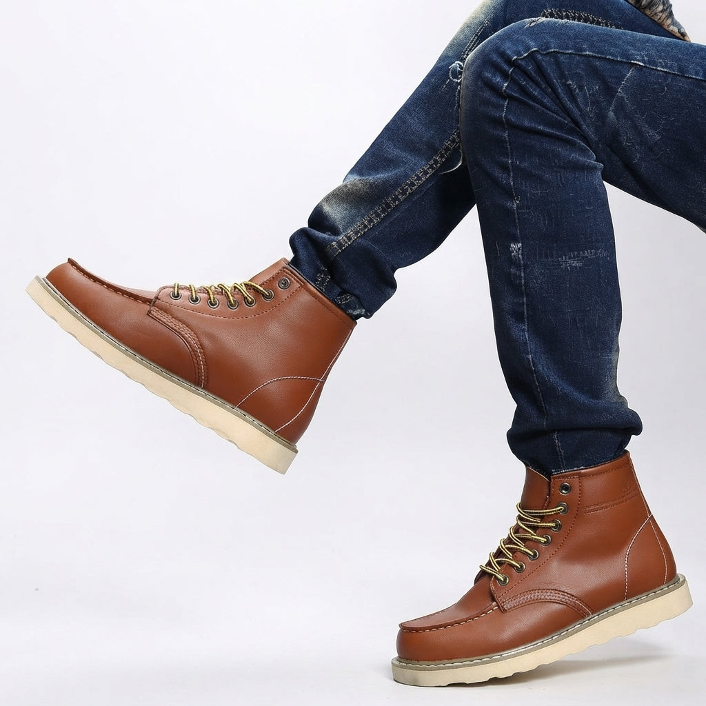 Botas de Cuero para Hombre con Cordones hasta el Tobillo