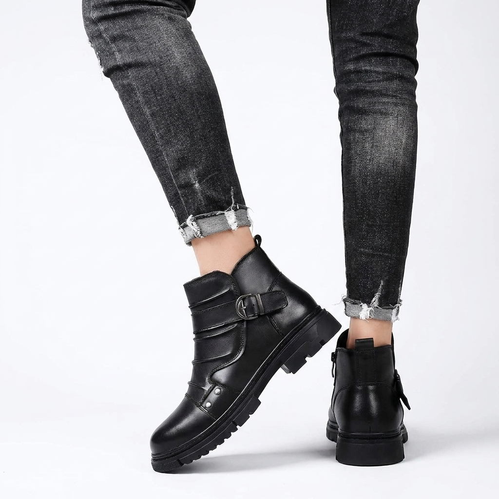 Botas de Cuero con Hebilla para Hombre