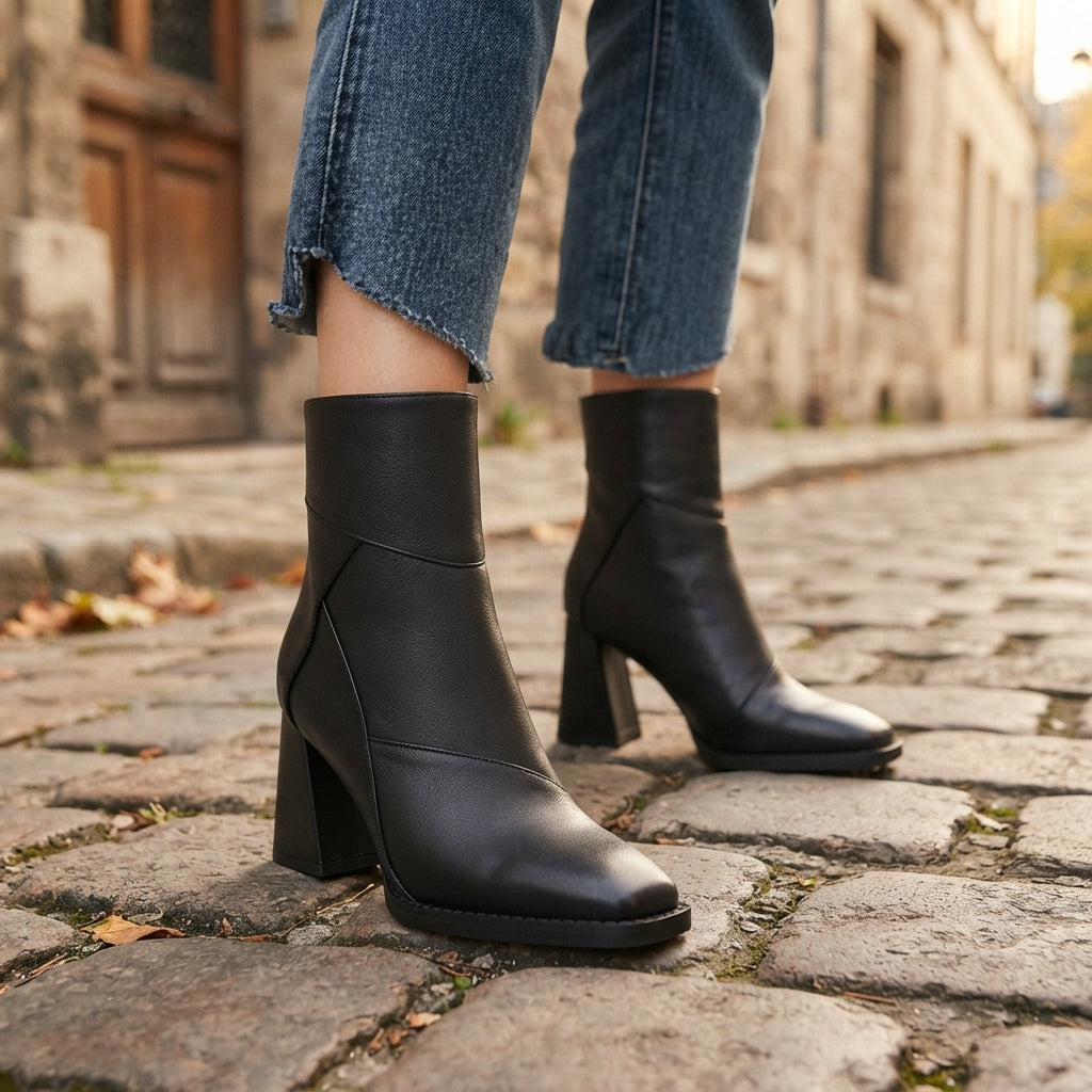 Botas de Tobillo Elegantes con Tacón para Mujeres