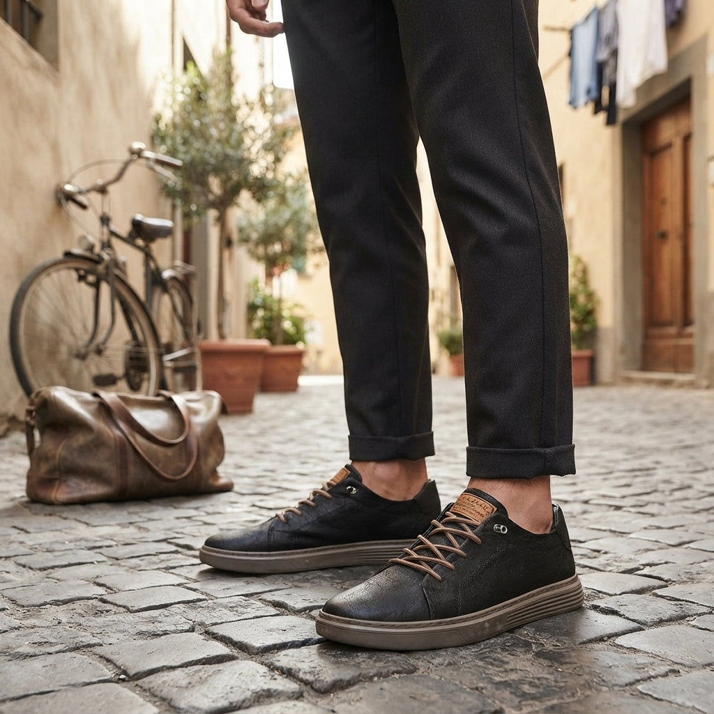 Zapatillas de Cuero para Hombre con Cordones
