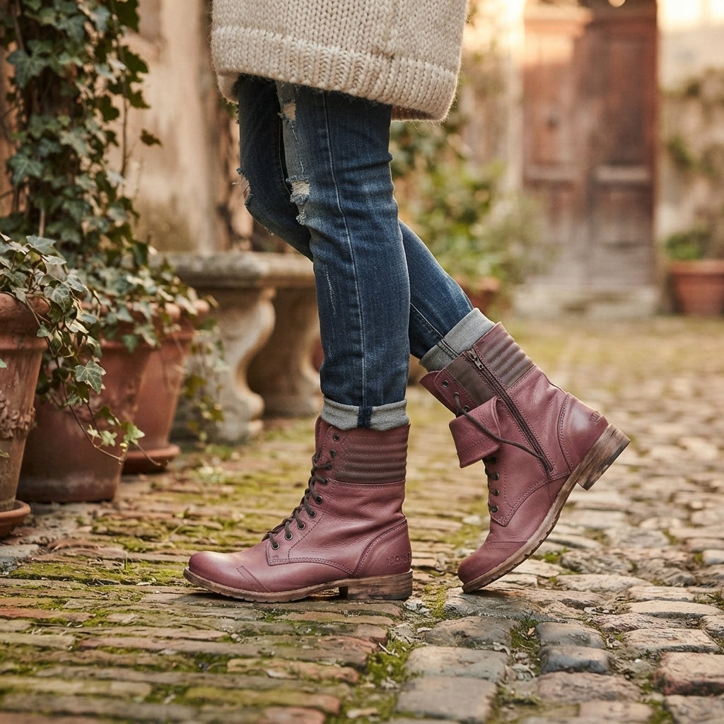 Botas de Combate para Mujer con Cordones Resistentes