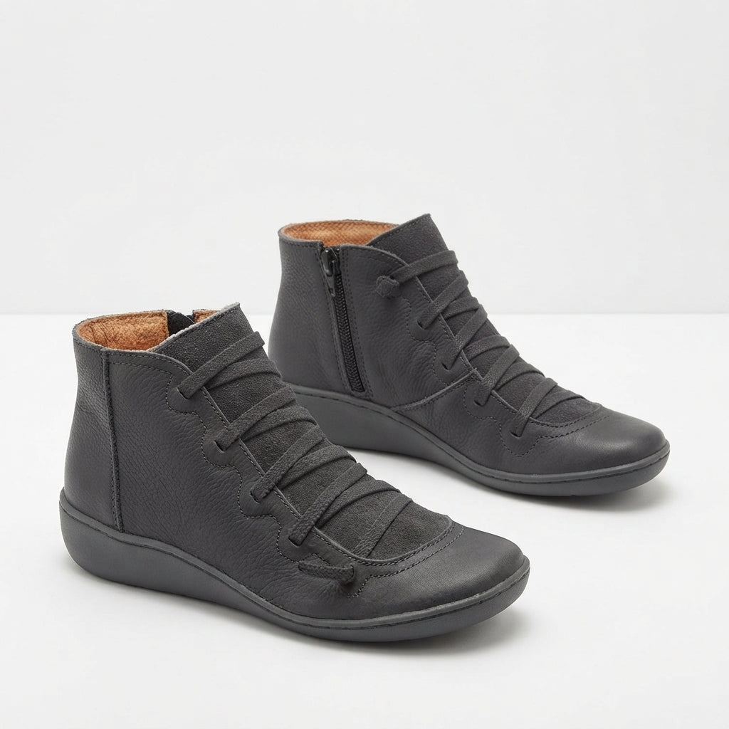 Botas de Cuero con Cordones para Mujeres, Cómodas
