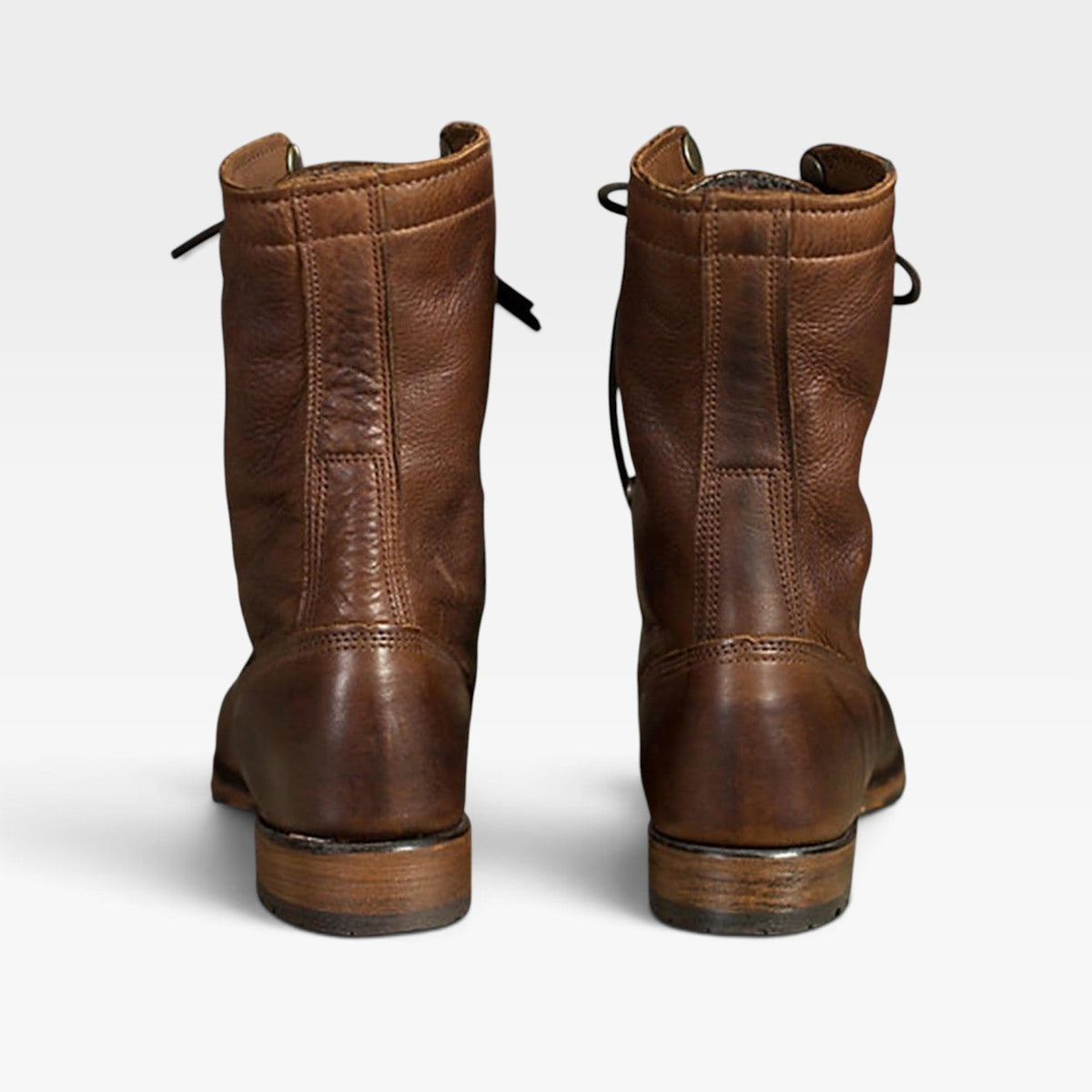 Botas de combate de cuero para mujer con cordones