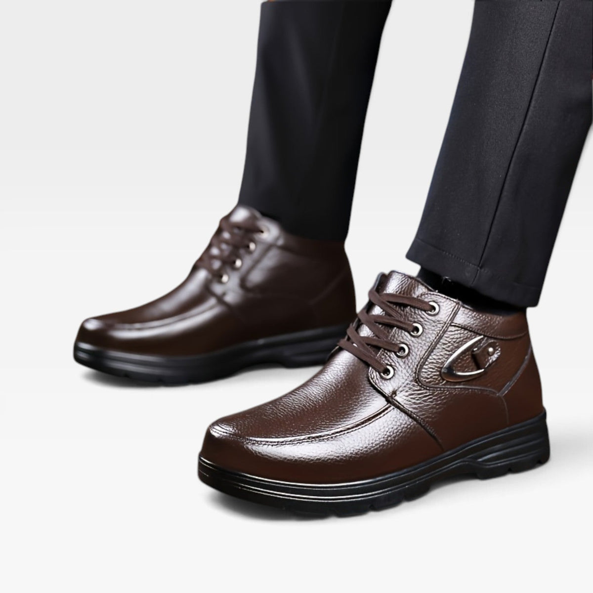 Botas de Cuero Genuino para Hombre con Cordones