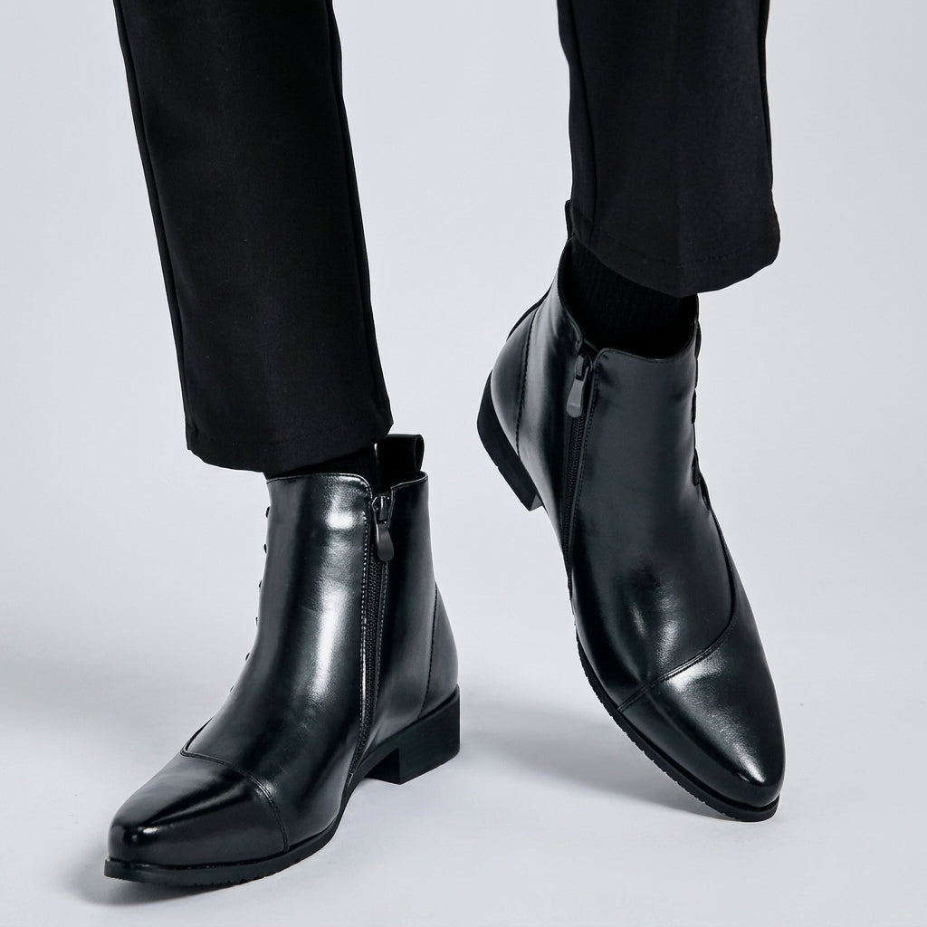 Botas de Cuero de Puntera Afilada para Hombre