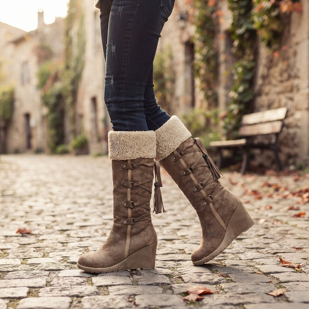 Botas de Plataforma Altas y Acogedoras para Mujer