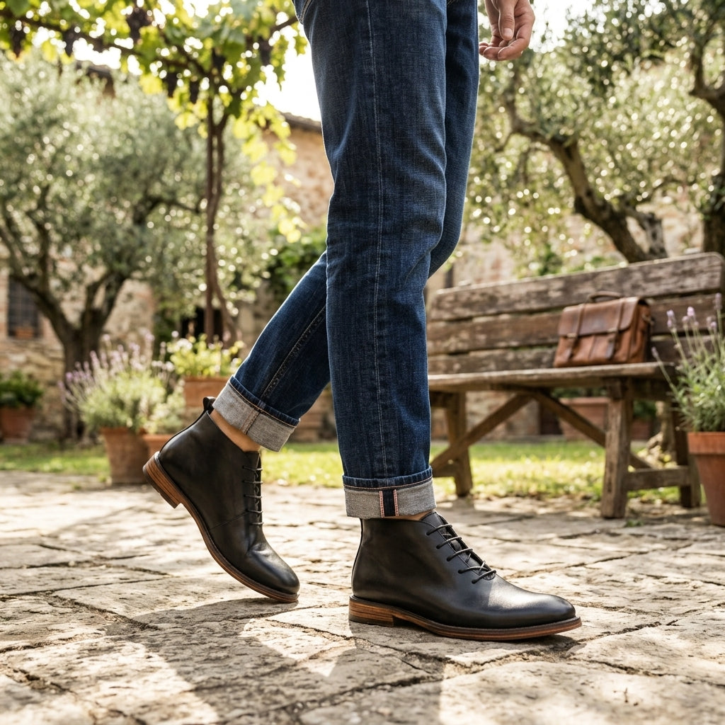 Botas de Cuero para Hombre Slip-on hasta el Tobillo